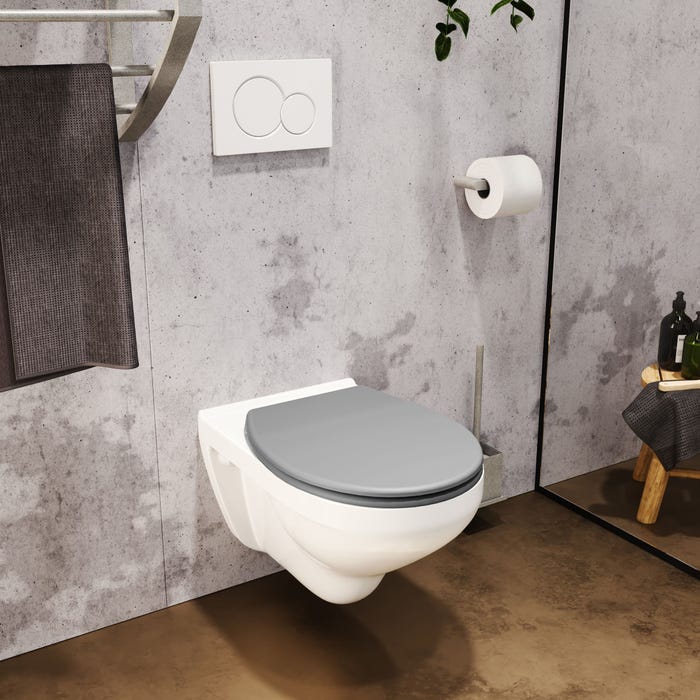 Abattant WC en thermodur - fermeture progressive et déclipsable DOLCEO gris mat 1