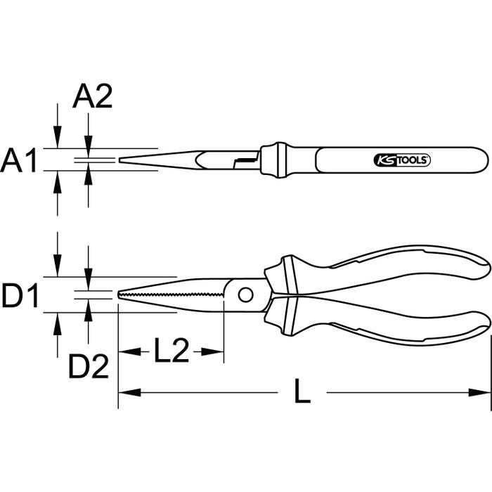 Pinces plates dentelées ERGOTORQUE 200 mm KS Tools 1