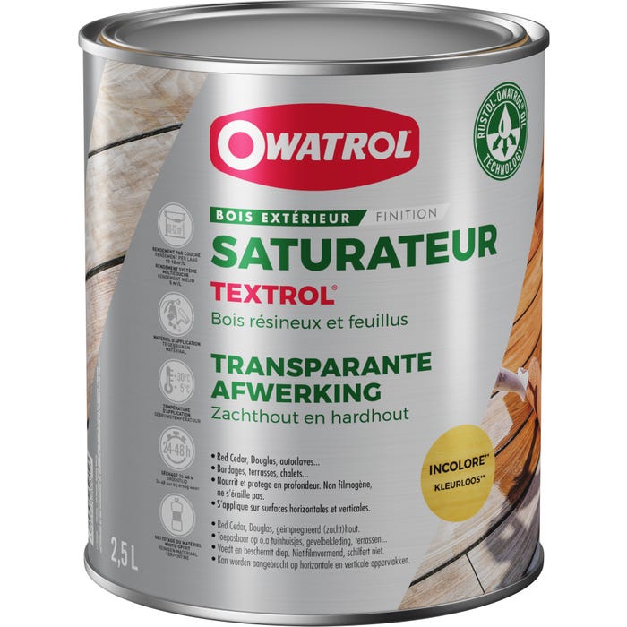 Saturateur extérieur bois résineux / Autoclaves Owatrol TEXTROL Incolore (ow20) 2.5 litres 0