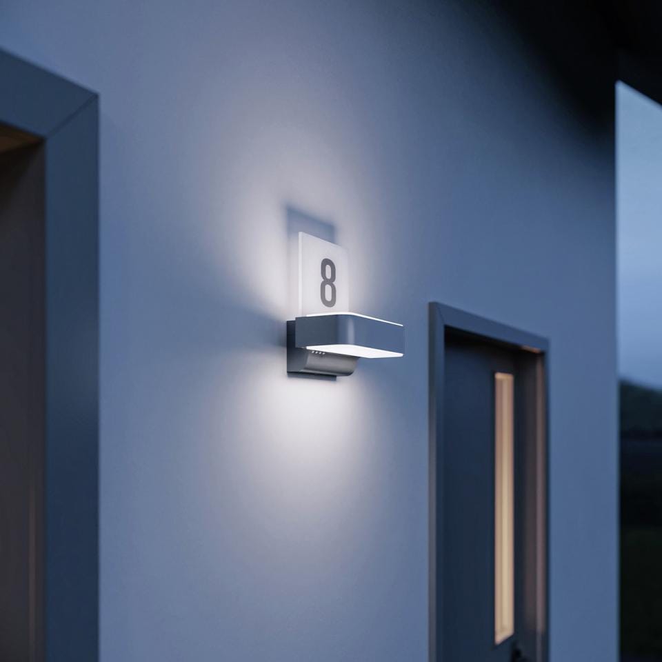 Applique LED extérieure avec détecteur et numéro de maison STEINEL L 820 SC anthracite Bluetooth 1