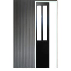 Porte Coulissant Atelier Noir H204 X L73 + Systeme De Galandage Et Kit Finition Inclus Gd Menuiseries 0