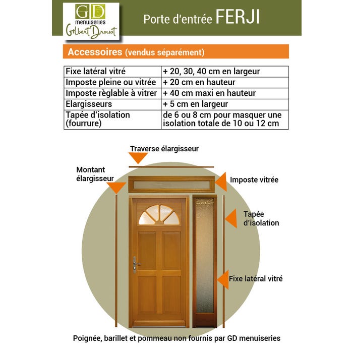Porte d'entrée vitrée Ferji, H,215xl,80 p,gauche Côtes Tableau GD MENUISERIES 2