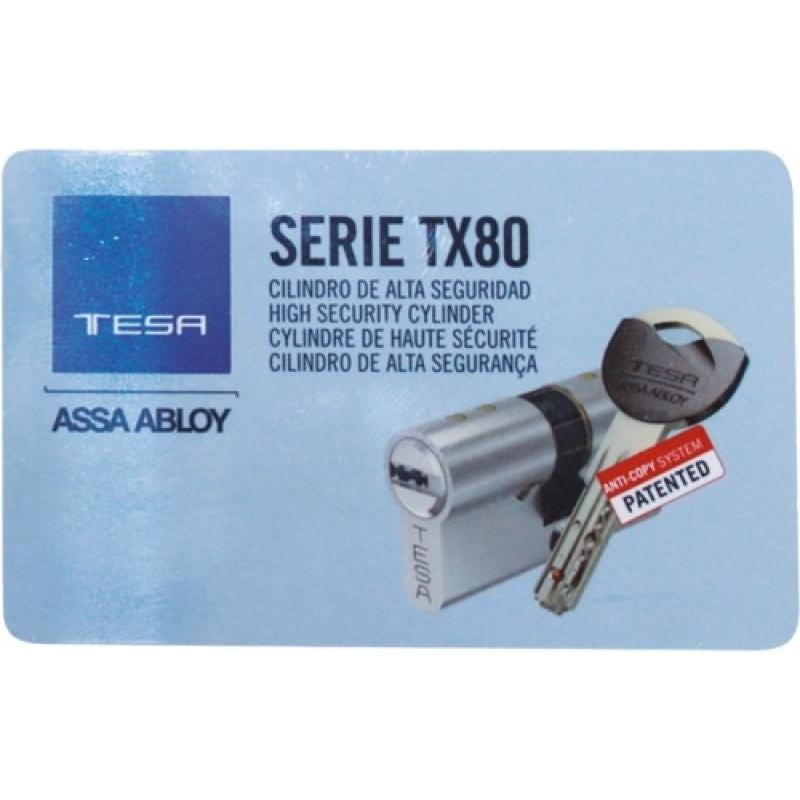 Cylindre TESA TX80 - 40x30mm - 5 clés - TX853040N 3