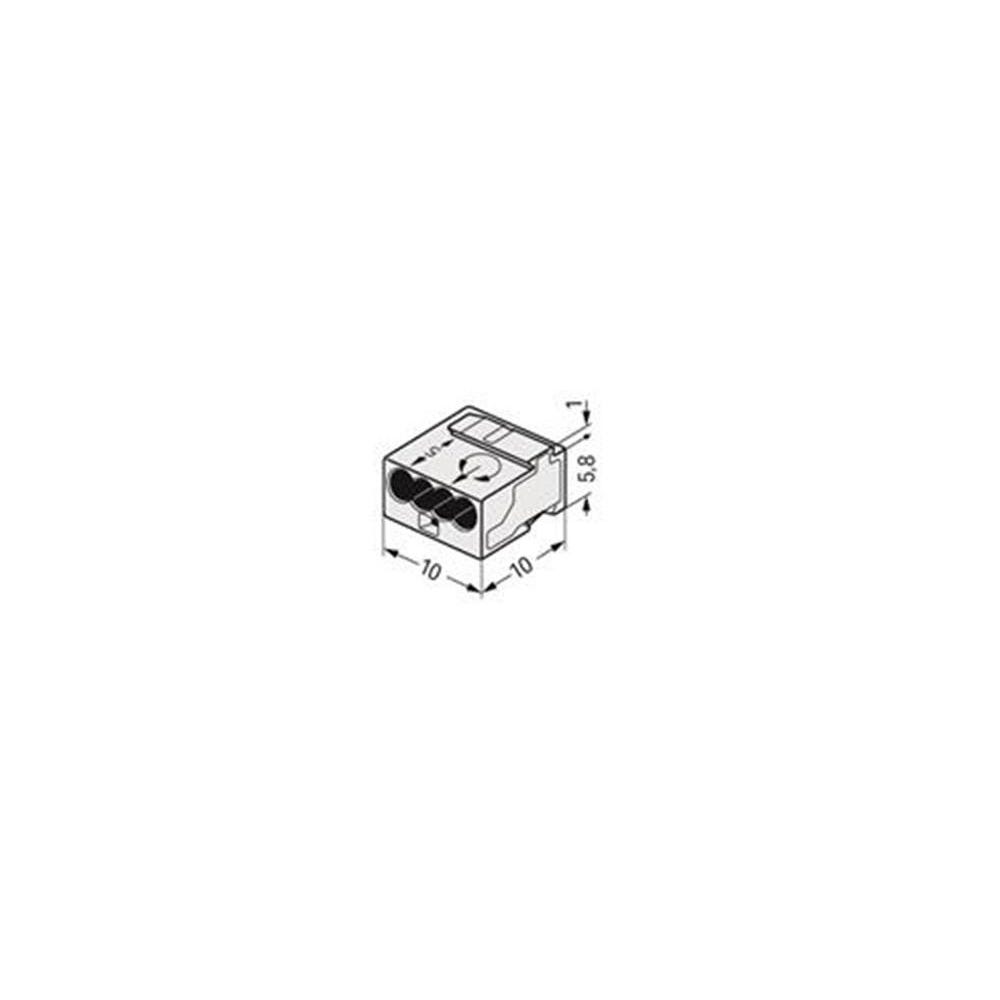 borne micro pour boite de dérivation - wago - 0.6 à 0.8 mm2 - 4 conducteurs - gris clair 2