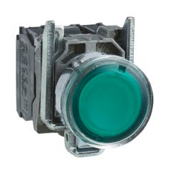 bouton poussoir lumineux - affleurant - 1no + 1nf - vert - 230v - schneider xb4bw33m5 0