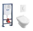 Villeroy & Boch Pack WC suspendu Hommage + abattant + plaque + bâti Grohe, plaque blanche