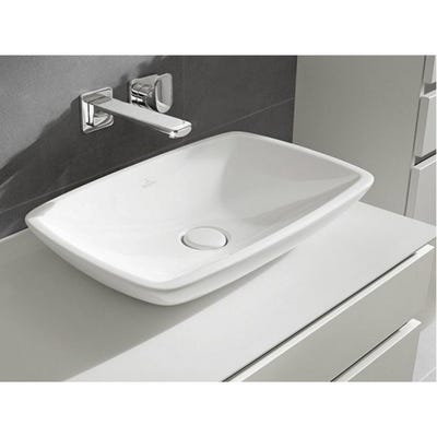Villeroy et Boch - Vasque rectangle à poser Loop & Friends, Blanc CeramicPlus, vasque avec trop plein