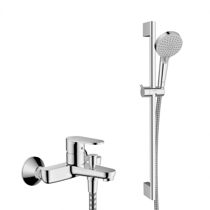 Hansgrohe Vernis Blend Set Mitigeur bain/douche + Douchette Ecosmart 2 jets + Barre 65cm Chrome (71440000-Vernis)