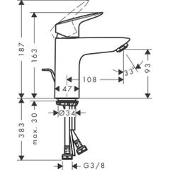 Robinet mitigeur lavabo HANSGROHE Logis, économie d'eau & d'énergie, 100 cm 4