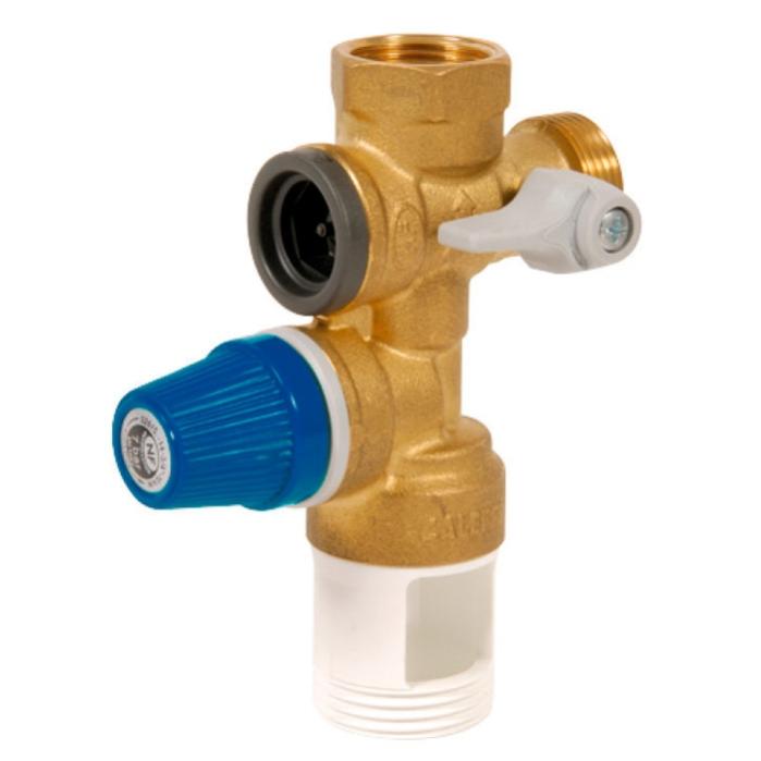 Groupe de sécurité NF CALEFFI - droit siège inox - 3/4" MF - Thermador GSLI