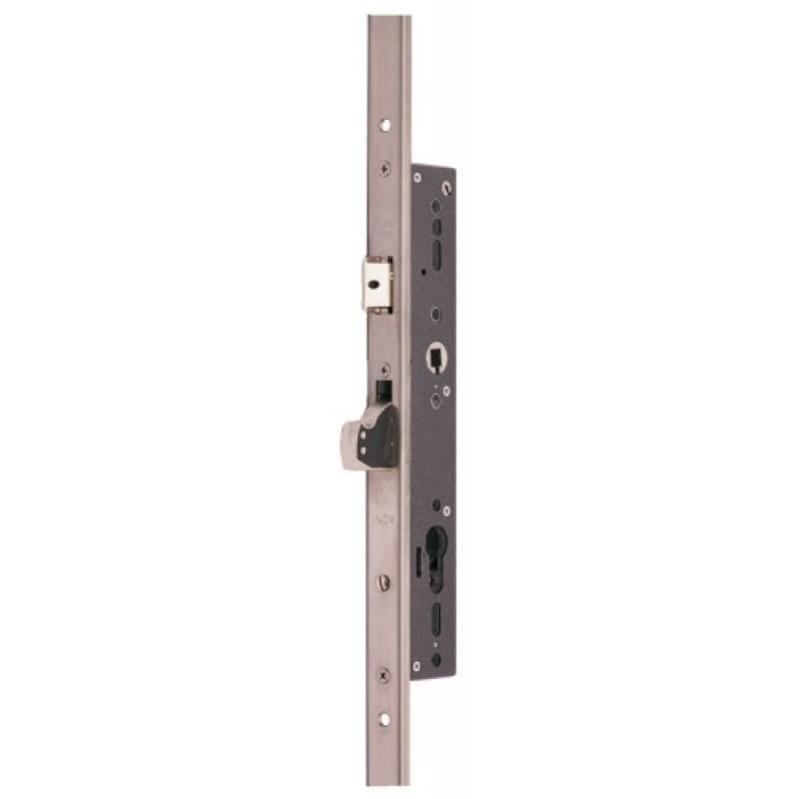 Serrure à larder pour profil étroit Blindo 1 point têtière plate de 24 x 3 mm entraxe 92 mm axe à 37 mm
