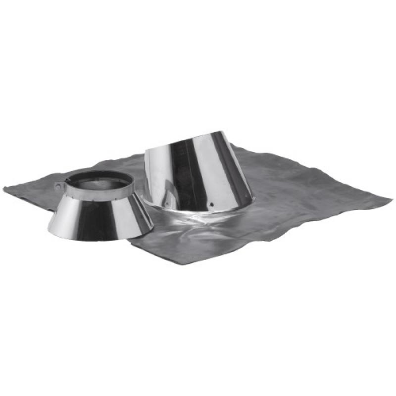 Solin 30° à 45° inox + collet Ø 80-130