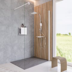 Schulte paroi de douche à l'italienne, 120 x 200 cm, verre 6 mm transparent anticalcaire, profilé blanc mat à clipser, Walk In style industriel