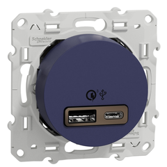 Prise USB double Odace Schneider Electric - Chargeur rapide - 3,4A - Cobalt 0