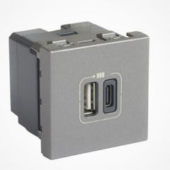 Chargeur USB double Type-A + Type C Alu Mosaic Legrand 079392 0