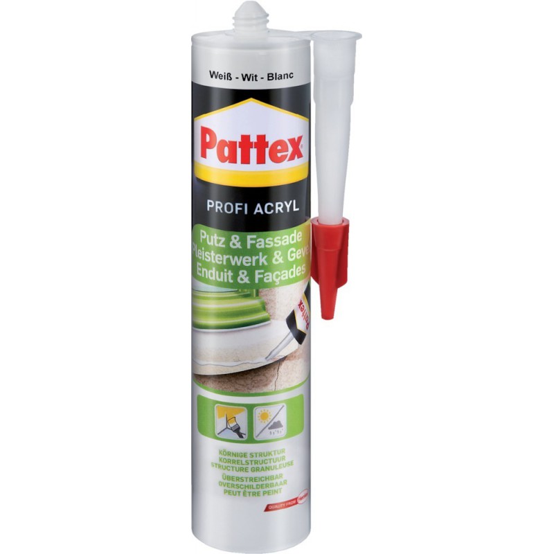 Pattex Colle Acrylique enduit et mur 300 ml, blanc (Par 12)