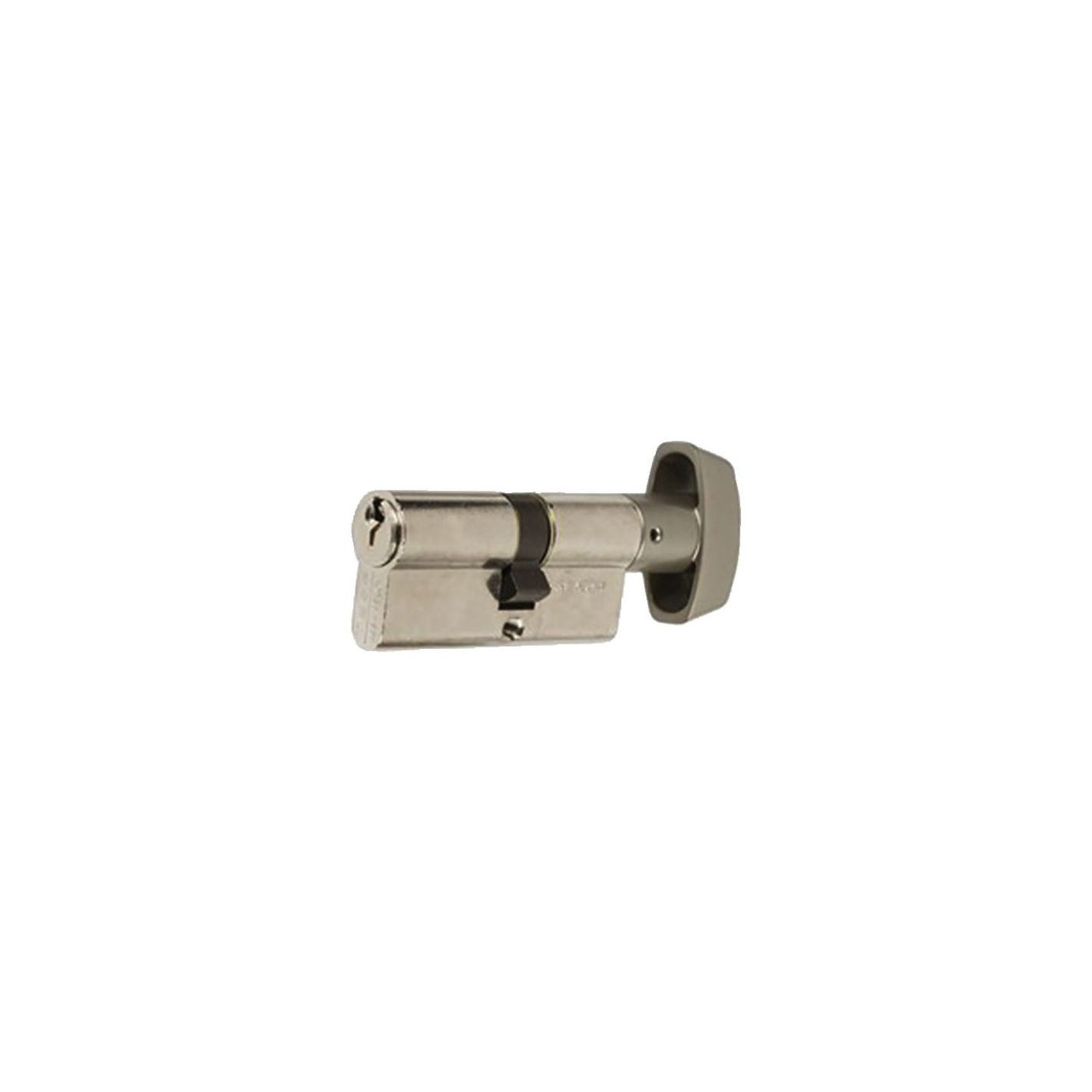 Cylindre double de sûreté à bouton TE-5 sur numéro 40 x B30 finition laiton nickelé 3 clés 0