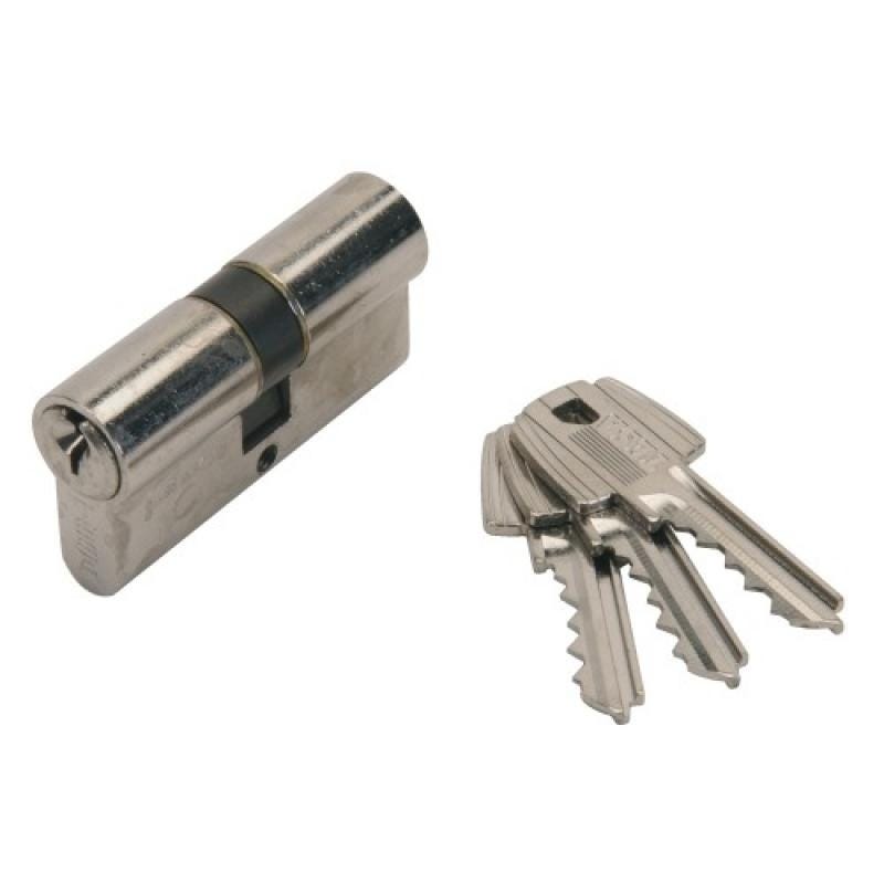 cylindre double type TE5 en laiton nickelé 45 X 50 mm 3 clés variure 68454 A/B 0