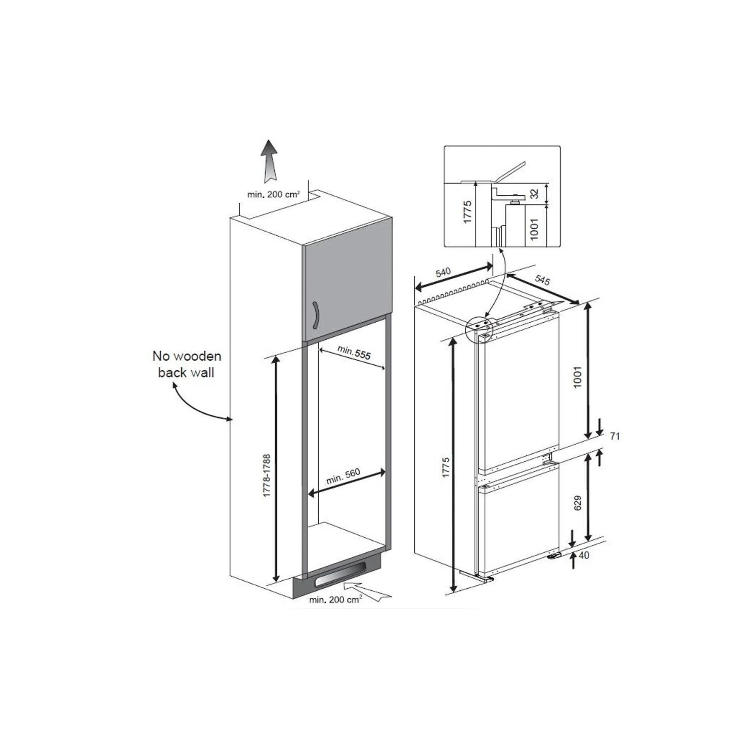 Réfrigérateurs combinés 275L Froid Statique BEKO 54cm F, BCHA 275 K 3 S 3