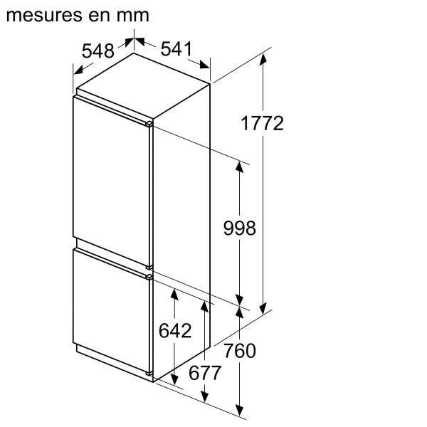 Réfrigérateurs combinés 271L BOSCH 54.1cm F, KIV865SF0 1