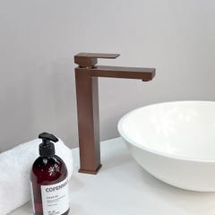 Robinet mitigeur lavabo surélevé Or rose brossé - Sirius 2