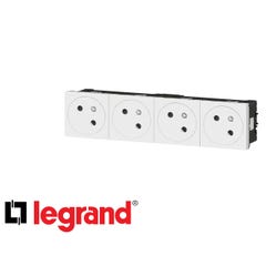 Prise de courant 4 X 2P+T surface Mosaic Link - 8 modules - 4 postes - Blanc - Legrand 1