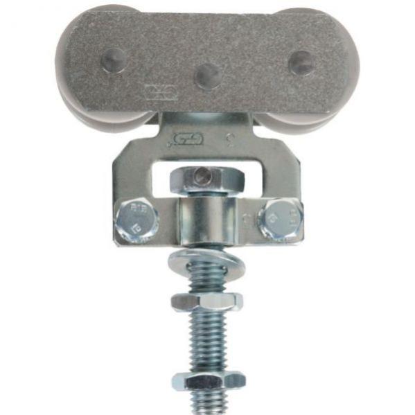 Monture fixation sur chant MANTION - 2 galets Delrin - Vis d'accrochage M10 - Capacité/porte: 80 kg - 235D