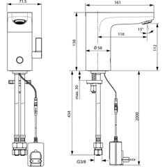 Robinet électronique à détection intégrée - Avec manette de réglage - Secteur 220 V / 12 V - Porcher 1