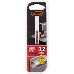 Foret métal HSS titane SCID - Longueur 65 mm - Diamètre 3,2 mm 1