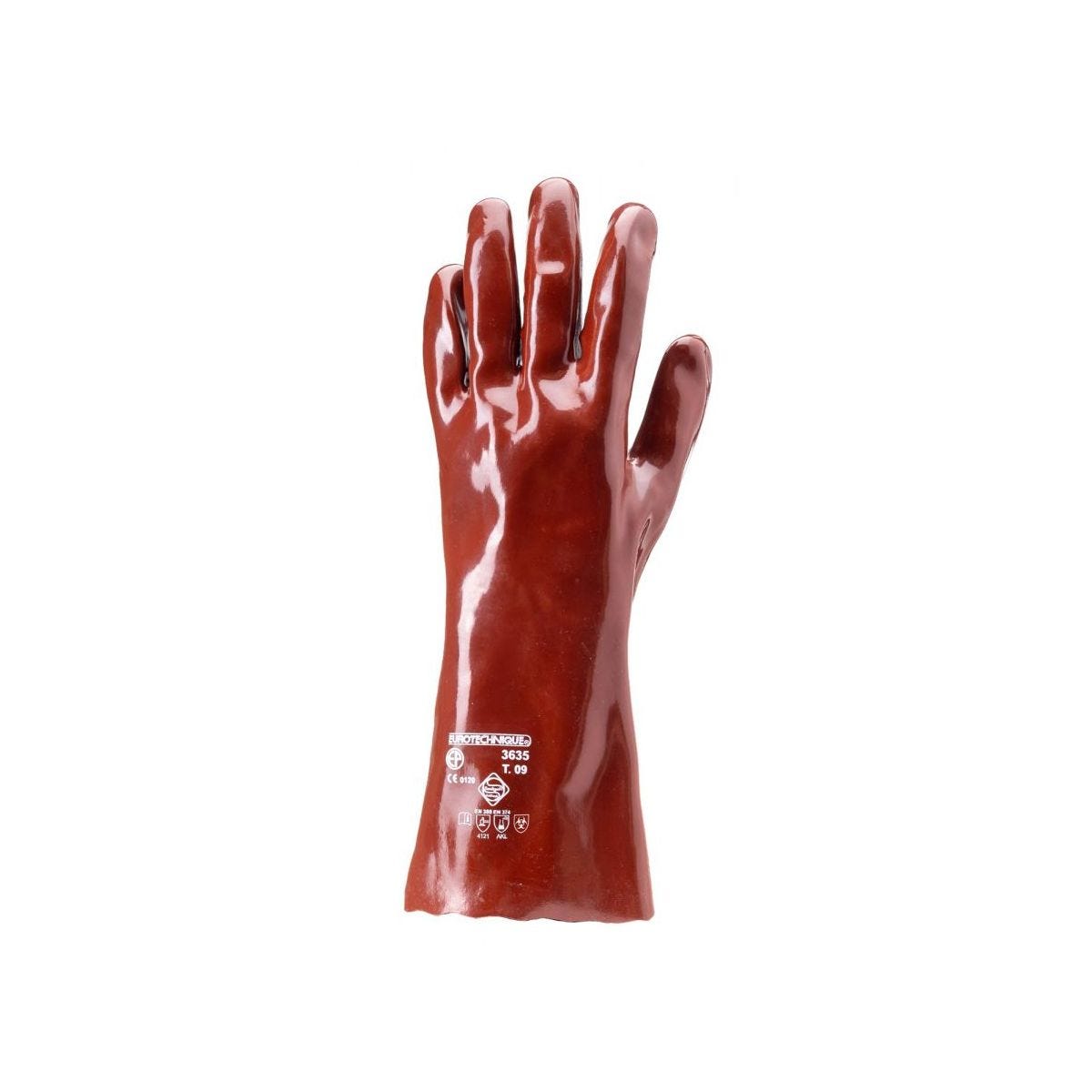 Lot de 10 paires de gants PVC rouge enduit 35 cm Actifresh - Coverguard - Taille L-9 0