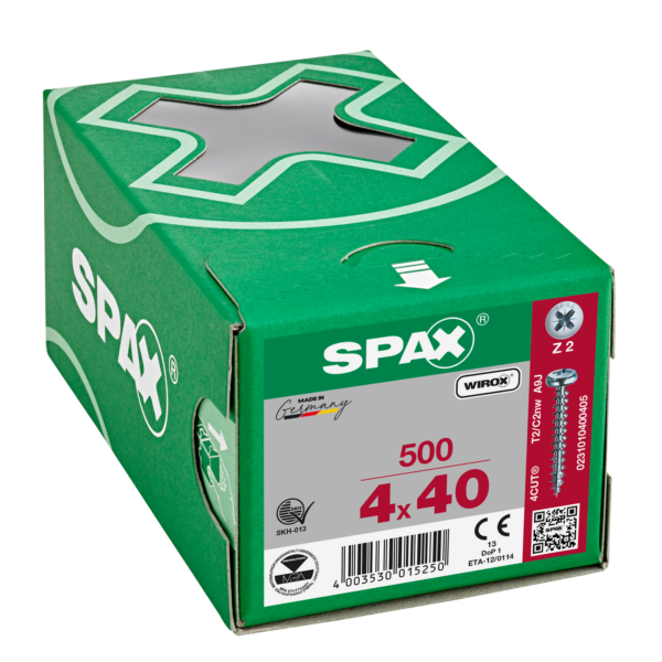 Vis bois aggloméré tête ronde Pozidrive WIROX 4X40 boîte de 500 - SPAX - 231010400405 2