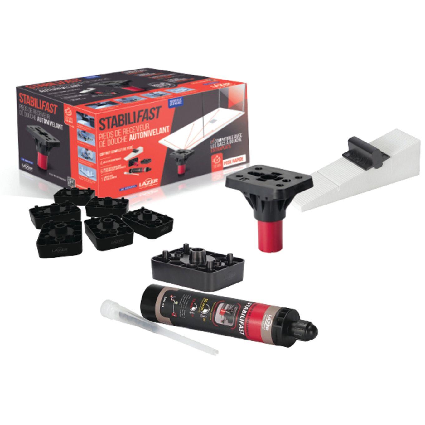 Coffret STABILIFAST + rehausses pour receveur de douche - LAZER - 150670