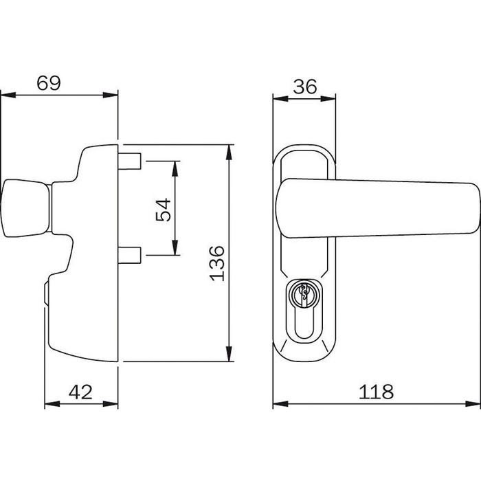 Module béquille et cylindre IDEA Noir - ISEO - 94011005T 1