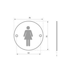 THIRARD - Disque de signalisation WC Femme , à visser, inox brossé, marquage noir, Ø76mm 3