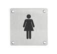 THIRARD - Plaque de signalisation WC Femme , à visser, inox brossé, marquage noir, 100x100mm