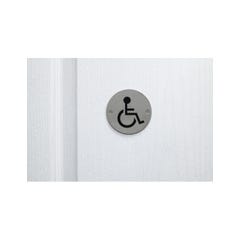 THIRARD - Disque de signalisation WC Handicapé , à visser, inox brossé, marquage noir, Ø76mm 4