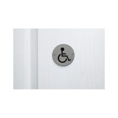 THIRARD - Disque de signalisation WC Handicapé , à visser, inox brossé, marquage noir, Ø76mm 2