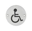 THIRARD - Disque de signalisation WC Handicapé , à visser, inox brossé, marquage noir, Ø76mm