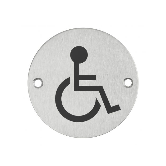 THIRARD - Disque de signalisation WC Handicapé , à visser, inox brossé, marquage noir, Ø76mm 0