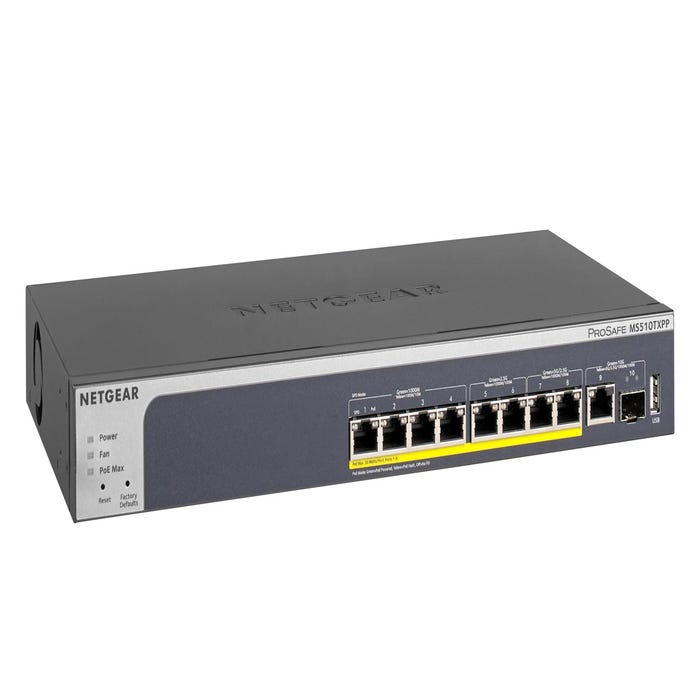 NETGEAR MS510TXPP Switch Ethernet manageable PoE+ 180W 8 ports 2.5Gbps et 1 port 10 Gigabit + 1x SFP+ Rackable 3