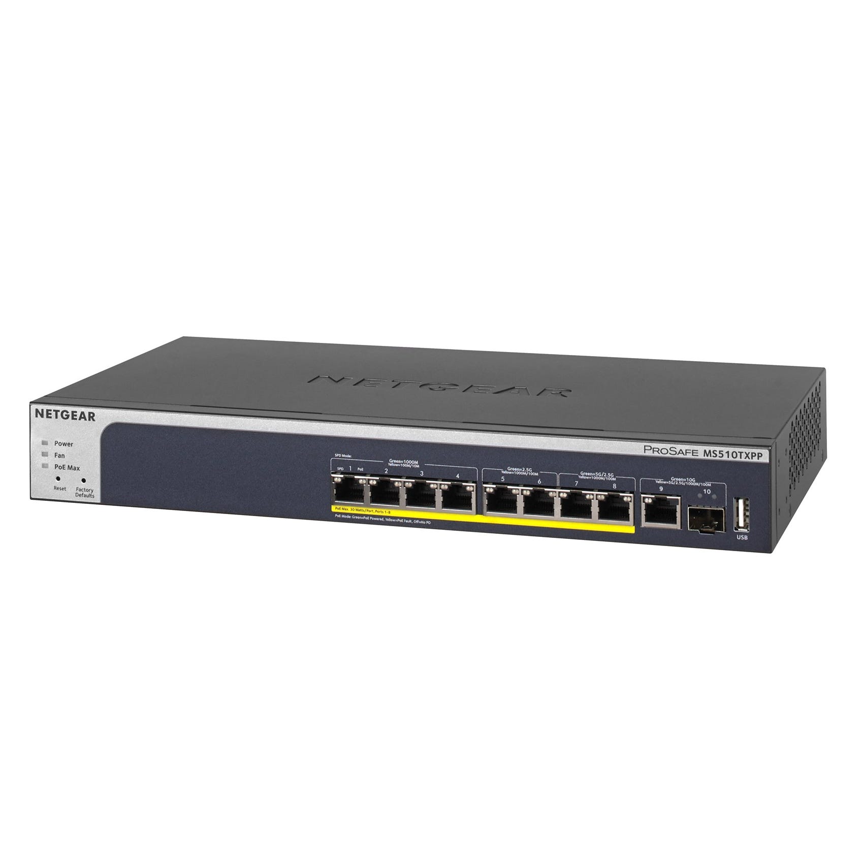 NETGEAR MS510TXPP Switch Ethernet manageable PoE+ 180W 8 ports 2.5Gbps et 1 port 10 Gigabit + 1x SFP+ Rackable 2