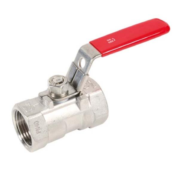 Vanne à sphère INOX monobloc passage réduit FF Ø 2" (50/60) - poignée rouge - Sferaco