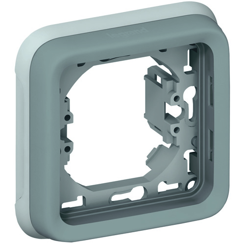 Support plaque pour encastré plexo gris 1 poste