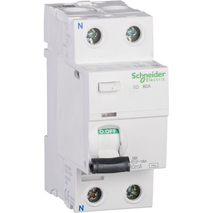 interrupteur différentiel - iid - 1p+n - 100a - 30 ma - type ac - schneider electric a9r11291 0