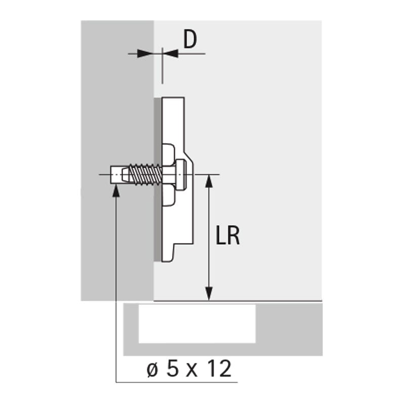 Embase cruciforme à visser - Décor : Nickelé - Distance : 0 mm - Distance de rangée de perçages : 37 mm - Ecartement de 2