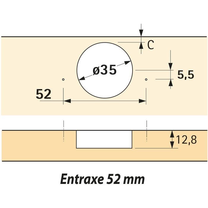 Boîtier à visser angle d'ouverture 110° - Hettich - Coudure 0 mm 1
