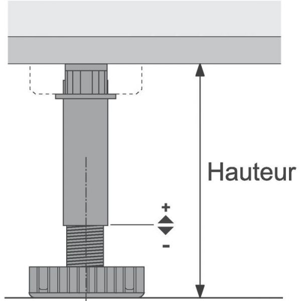 Pied Vérin Reglable - Abs Noir - 69 X 105 Mm - Hettich