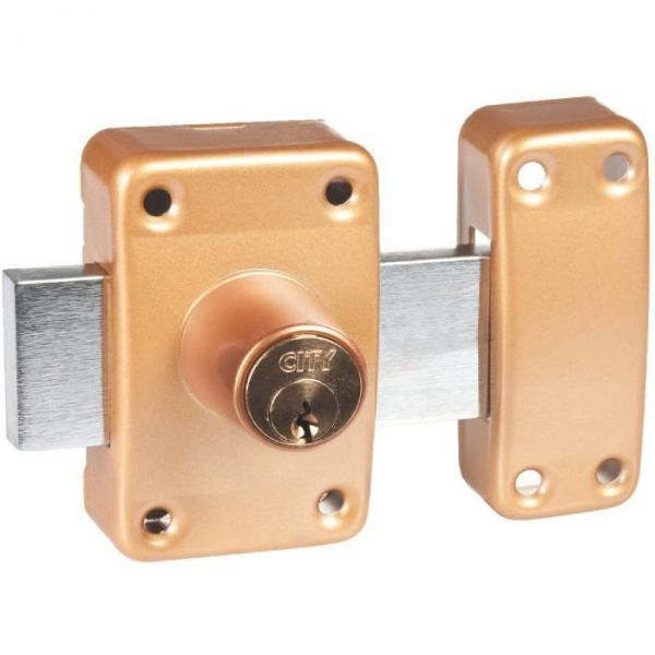 Verrou à cylindre double bronze or s'entrouvrant n° KCF5504 - City 26 - Iséo