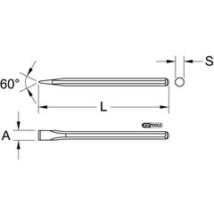 Ciseau électricien corps octogonale 10 mm -Longueur 250 mm- 3