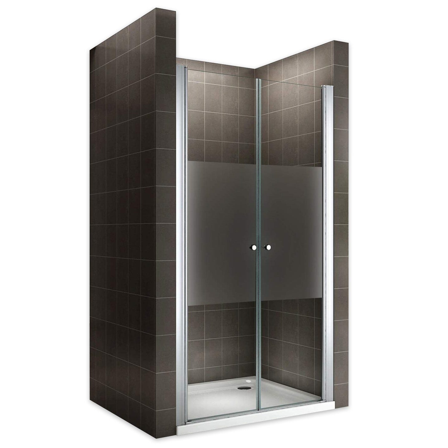 GINA Porte de douche H 185 cm Largeur Réglable 68 à 72 cm verre semi-opaque 0